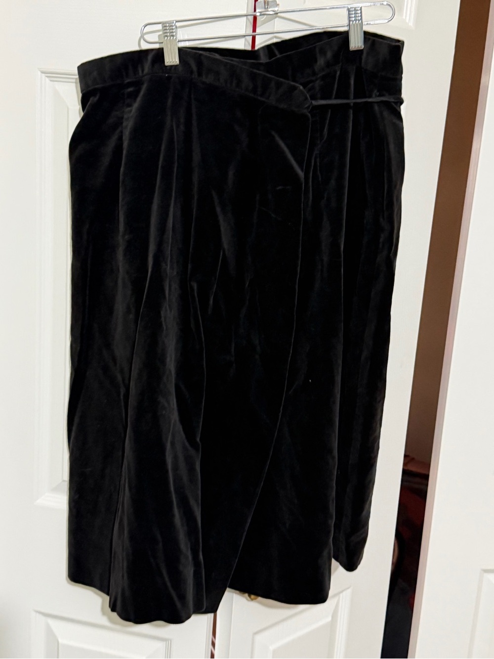 Vintage Black Velvet Midi Skirt - Classic Women's Skirt wrap skirt XL